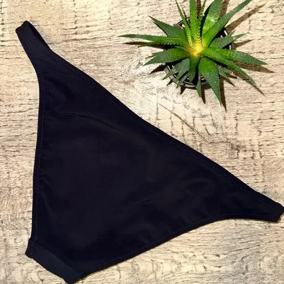 Gideon Oberson Black Bikini Bottoms‎ Sz 6 Minimalist Swimwear Beaded |Resortwear - Picture 3 of 5